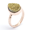 Electroplate Natural Druzy Quartz Crystal Finger Rings RJEW-I055-03RG-RS-4