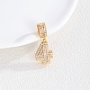 Brass Clear Cubic Zirconia European Dangle Charms KK-R003-01G-04-1