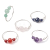 Round Natural Rose Quartz & Lapis Lazuli & Green Aventurine & Amethyst & Carnelian Finger Rings RJEW-JR00820-1