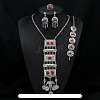 Rectangle Alloy with Resin Pendant Necklace & Stud Dangle Earring & Link Bracelet & Ring FS-WGB1F06-07-1