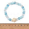 Ocean Dyed Synthetic Turquoise Sea Turtle Electroplate Glass Faceted Rondelle Beaded Stretch Bracelets for Women BJEW-JB14386-02-4