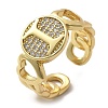 Brass Micro Pave Clear Cubic Zirconia Open Cuff Rings for Women RJEW-K289-02G-I-4