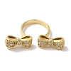 Bowknot Brass Micro Pave Clear Cubic Zirconia Open Cuff Rings for Women LS-RJEW-C098-15G-2
