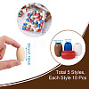 Fashewelry 50Pcs 5 Colors Spray Painted Natural Wooden Beads WOOD-FW0001-06-3