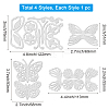 4Pcs 4 styles Carbon Steel Cutting Dies Stencils DIY-WH0309-596-6