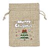 Christmas Printed Burlap Packing Pouches Drawstring Bags ABAG-Q053-02A-03-1