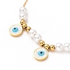 Ion Plating(IP) 304 Stainless Steel Shell Enamel Evil Eye Pendant Necklaces NJEW-C032-14G-2