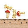 Mushroom with Bowknot Brass Enamel Dangle Stud Earrings EJEW-F895-25A-G-5