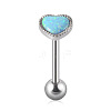 304 Stainless Steel with Synthetic Opal Tongue Rings WGE7D3A-01-1