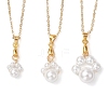 3Pcs 3 Sizes Shell Pearl Round Beaded Paw Print Pendant Necklaces NJEW-JN05171-2