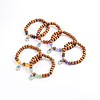 Wood Beaded Stretch Charm Bracelets BJEW-JB01830-1