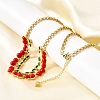 Brass Red Enamel Fruit Link Chain Necklaces NJEW-K287-04A-G-1