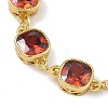 Square Brass Pave Cubic Zirconia Link Chain Bracelets for Women BJEW-P385-08G-02-2