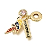 Brass Micro Pave Cubic Zirconia European Dangle Pendants KK-CBAA632-09G-2