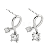 Brass Micro Pave Clear Cubic Zirconia Earring EJEW-U009-01P-1