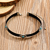 2Pcs 2 Colors Bohemian Alloy & Resin Imitation Turquoise Oval Velvet Choker Necklaces NJEW-CL0001-11-3