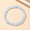 Natural & Dyed White Jade Bead Stretch Bracelets BJEW-K212-A-018-7