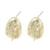 Brass Micro Pave Clear Cubic Zirconia Stud Earring Findings KK-Z106-02G-02-1