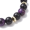 Round Natural Tiger Eye & Eyeless Obsidian & Non-Magnetic Synthetic Hematite Beads Stretch Bracelets for Women BJEW-JB12762-5