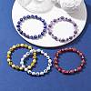 Round with Cross Acrylic & Handmade Evil Eye Lampwork Beaded Stretch Bracelets for Women BJEW-JB10186-2