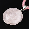 Natural Rose Quartz 4.5mm Round Beaded Flower Pendant Necklaces NJEW-T016-04O-5