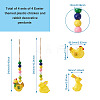 Crafans 4Pcs 4 Style Easter Theme Plastic Hen & Rabbit Pendant Decorations HJEW-CF0001-16A-10