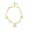 Natural Moonstone Chips & Starfish Synthetic Turquoise & Shell Pearl Beads Bracelets BJEW-JB12413-01-2