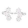 Brass Micro Pave Clear Cubic Zirconia Cuff Earrings EJEW-G471-40P-4