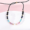 Faceted Round Turquoise & Natural Rose Quartz & Lapis Lazuli Braided Bead Bracelets BJEW-F493-09G-01-3