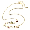 Brass Rolo & Flat Sequin Chains Necklaces for Women NJEW-D302-55-6