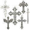 6Pcs 6 Styles Tibetan Style Alloy Cross Pendants FIND-FS0002-57-1