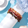 3Pcs 3 Styles Natural Red Aventurine & Red Jasper & Tiger Eye Chips Stretch Bracelets Sets BJEW-JB11076-07-3