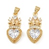 Brass Micro Pave Clear Cubic Zirconia Pendants KK-C109-03G-1