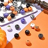 45Pcs 9 Colors Printed Round Wood European Beads WOOD-FS0001-21-8