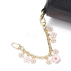 Alloy Pink Enamel Flower Pendant Cable Chain Purse Decorative Chains AJEW-BA00148-01-1