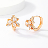 Elegant Brass Pave Clear Cubic Zirconia Clover Hoop Earrings JD9482-3