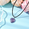 Natural Amethyst Heart Pendant Neckalces NJEW-JN05088-2