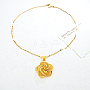 Vintage Gothic Brass Hollow Flower Pendant Dapped Chain Necklaces for Women UA5316-2
