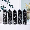 Natural Black Obsidian Pointed Prism Bar Home Display Decoration G-PW0007-116A-02-1