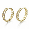 Brass Micro Pave Clear Cubic Zirconia Huggie Hoop Earrings EJEW-S201-207G-NF-1