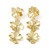Triple Flower Brass Stud Earrings EJEW-K257-05G-2