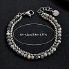 Natural Map Stone Round Beaded 2-Strand Bracelets with 201 Stainless Steel Box Chains for Men Women EI8345-5-2