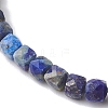 Natural Lapis Lazuli Cube Beads Stretch Bracelets for Women BJEW-JB13179-03-4