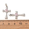 Brass Micro Pave Pink Cubic Zirconia Pendants CU-CBA9AB3-37P-3