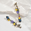 Alloy & Resin & Rhinestone Bird with Flower Stud Dangle Earrings for Women WG2278B-01-1
