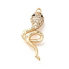 Brass Micro Pave Clear & Black Cubic Zirconia Connector Charms KK-C085-18G-1