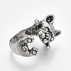 Alloy Puppy Cuff Finger Rings RJEW-T008-09-4