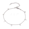 304 Stainless Steel Heart Charm Anklets AJEW-AN00354-1