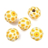 Printed Wood European Beads WOOD-G029-06D-1