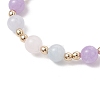 Natural Aquamarine & Rose Quartz & Amethyst Round Beaded Bracelets BJEW-JB11933-03-4